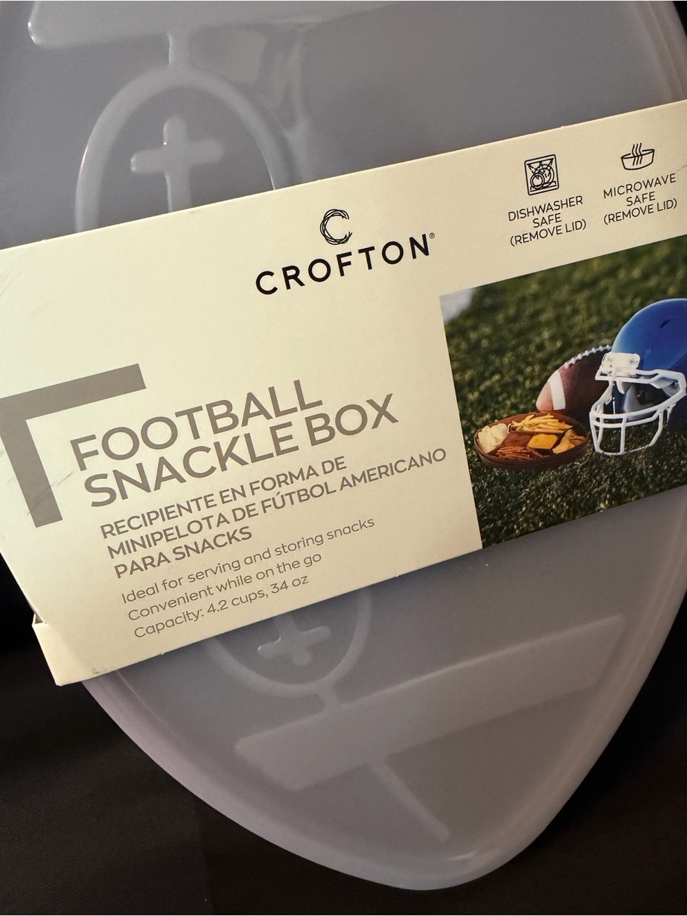 Croton Football Shaped Snackle Box - NEW - Picture 2 of 3